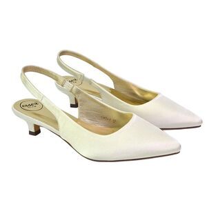 XY London Womens/Ladies Avalone Satin Sling Back Kitten Heel Sandals / Ivory